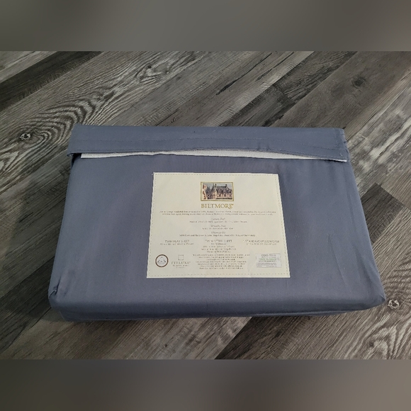 Biltmore Egyptian 625 Thread Count Sheet Collection Twin Sheet Set Blue Gray - Picture 3 of 6